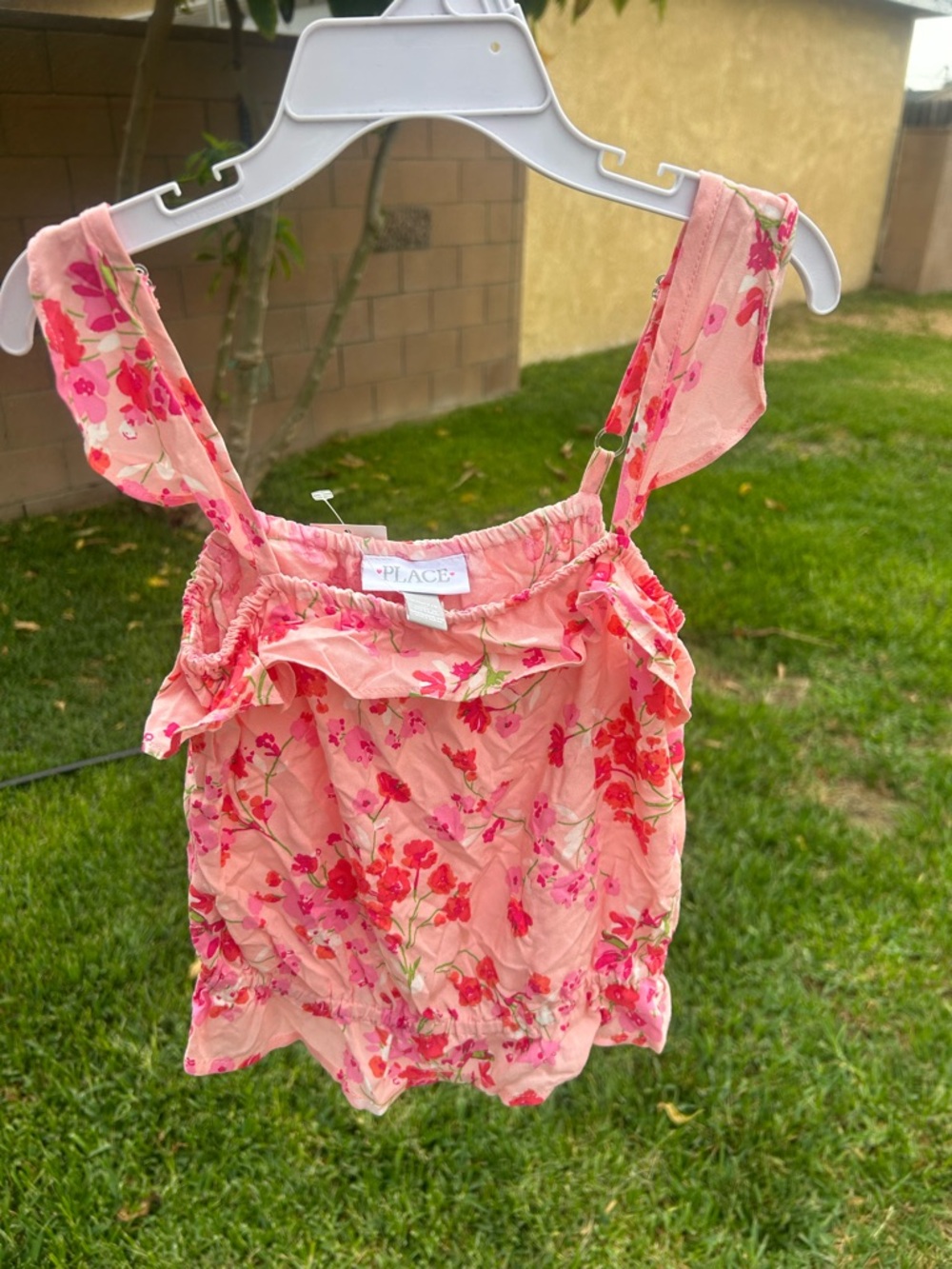 The Children's Place Peach Pink Floral Ruffle Camisole